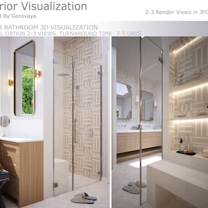 3D Interior Visualization, Master Bathroom Interior Design, Realistic Visualization Render, 3D Interior Visualization, Bathroom Design