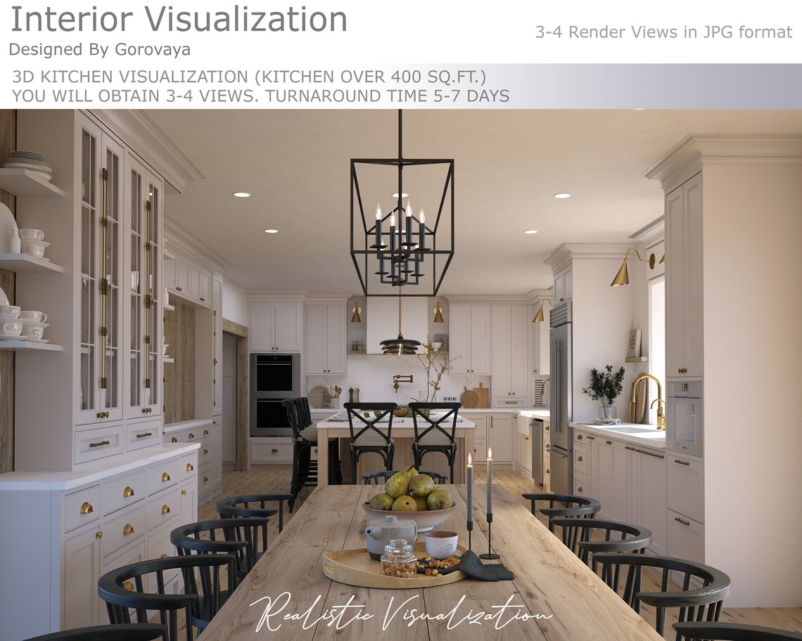 Custom Kitchen 3D Visualization & Photorealistic Rendering - Etsy