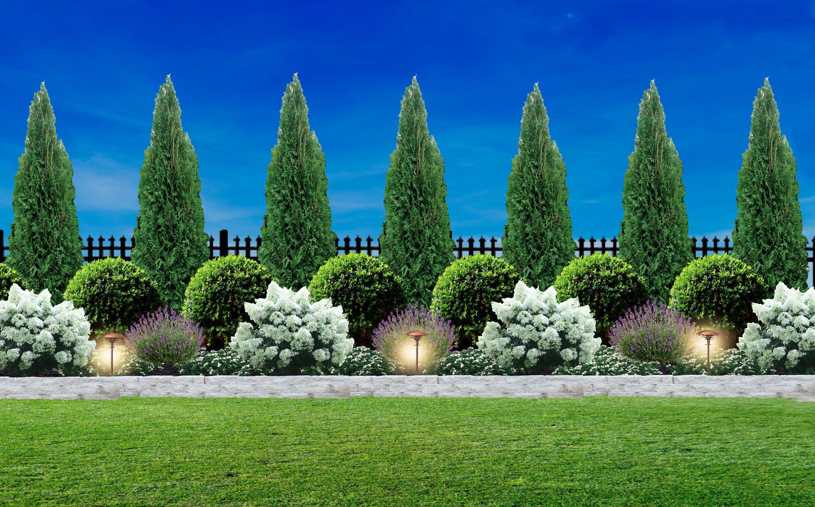 Premade Fence Landscape , Hydrangea Bush Design, Zone 5-8