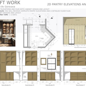 2D Pantry Room, 2D CAD Cabinet Design, Custom Draft, Bespoke Elevations ...