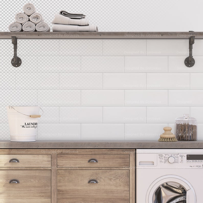 Interior Mockup Laundry Mockup Bathroom Mockupblank Wall | Etsy