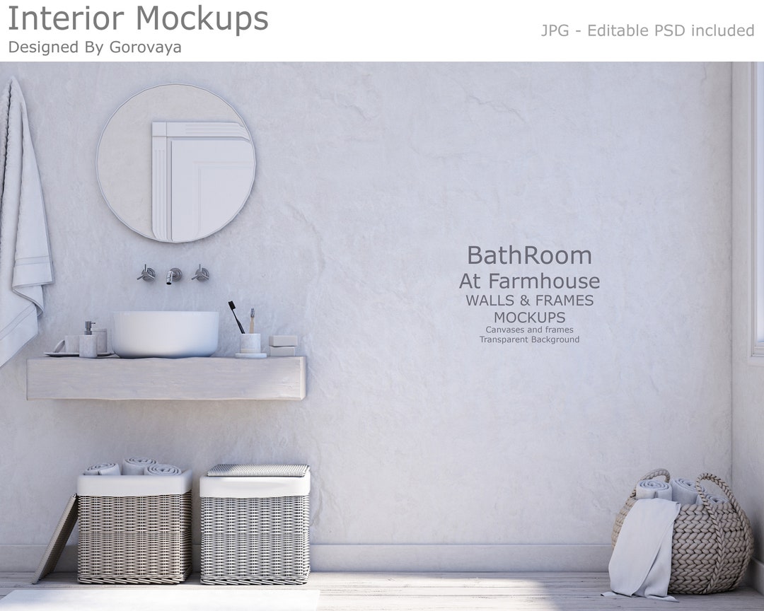 Interior Mockup, Bathroom Mockup, Farmhouse Mockup, Wall Mockup, Rustic ...