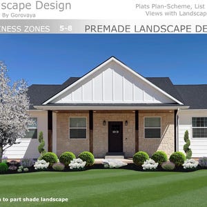 Premade Landscape Design, Landscape Garden Bed, Zone 5-8 , Landscape Idea, Farmhouse Landscape, Magnolia Tree