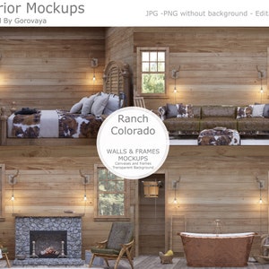 Interior Mockup Bundle, Ranch Rustic Interior Mockup, Frame Mockup, Country Mockup, Cowboy Mockup, Western Room Mockup, Wood Wall Mockup