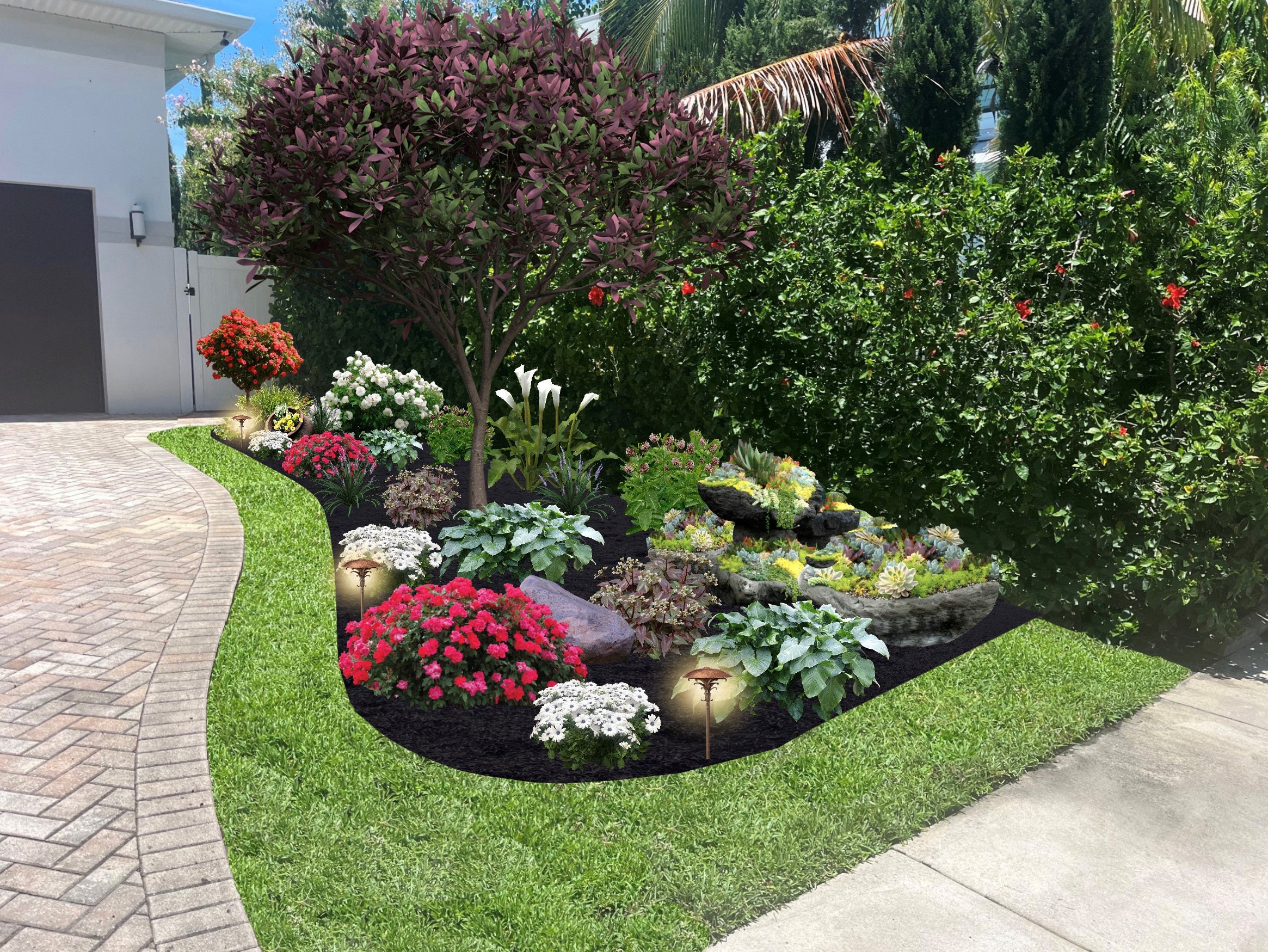 Florida Premade Landscape Design – Landscape Berm Garden – USDA Zones 8–10  – Full Sun to Partial Sun - Etsy Finland, image size:2330x1749