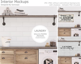 Rustic Farmhouse Laundry Room Mockup 392 - Etsy