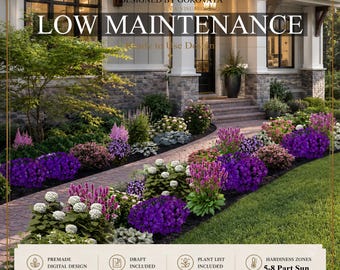 Low Maintenance Front Yard Landscape Plan | Premade Garden Design (Digital Download)