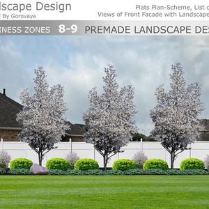 Premade Landscape Design, Zone 8-9 Landscape Design, Landscaping Privacy Wall Landscape Idea, Ready-Made Digital Design