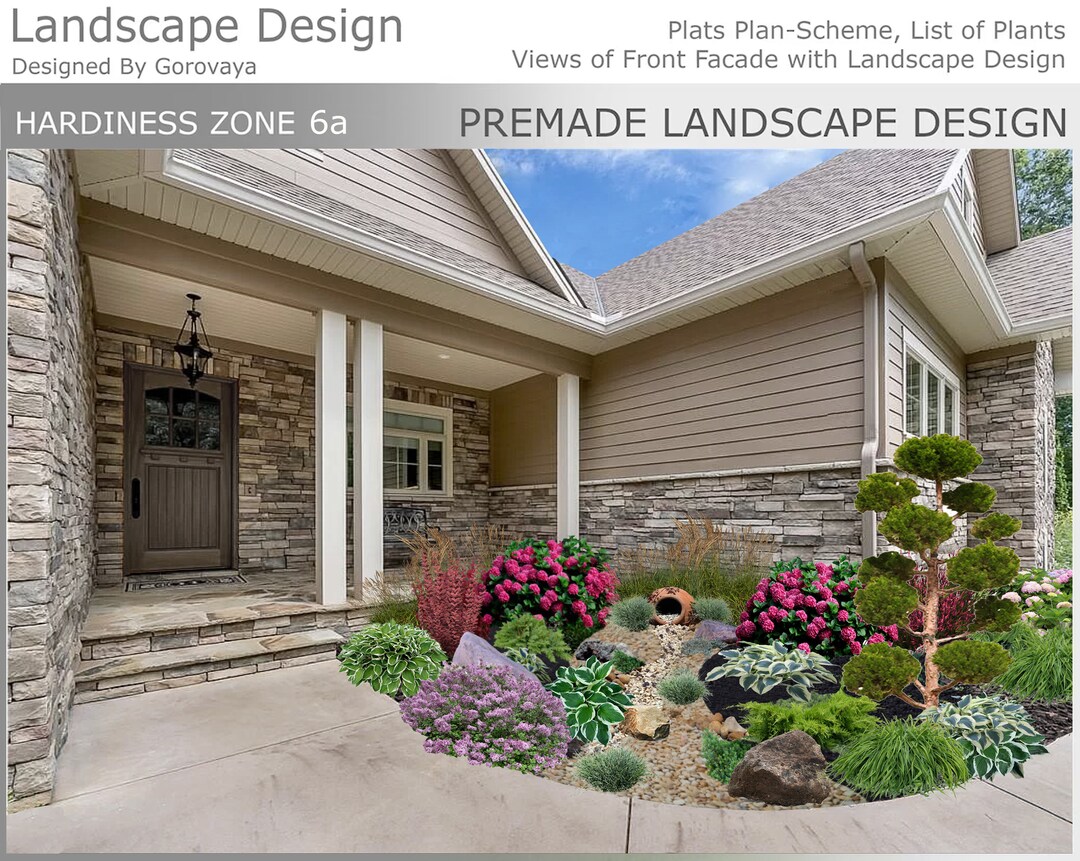 A Front Facade Corner Premade Design, Landscape Design, Landscape ...