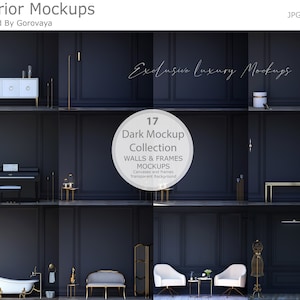 Interior Mockup Bundle, 17 Black Wall MockUp,Interior Mockup Dark,Black Mockup, Blank Wall Mockup, Frame Mockup,Luxury Wall Mockup,Wallpaper