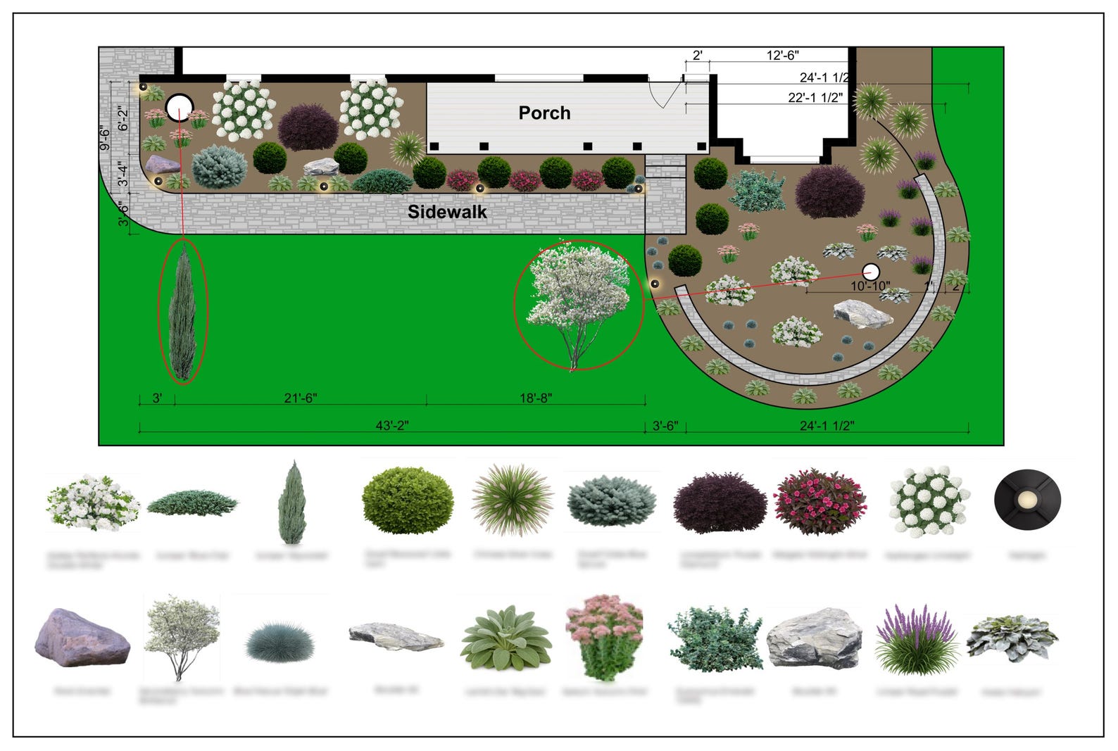 Premade Colorful Front Yard Landscape Design | Zone 7–8 | Low ...