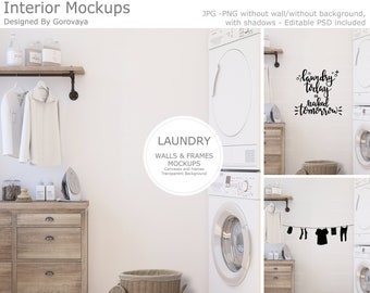 Rustic Farmhouse Laundry Room Mockup 392 - Etsy