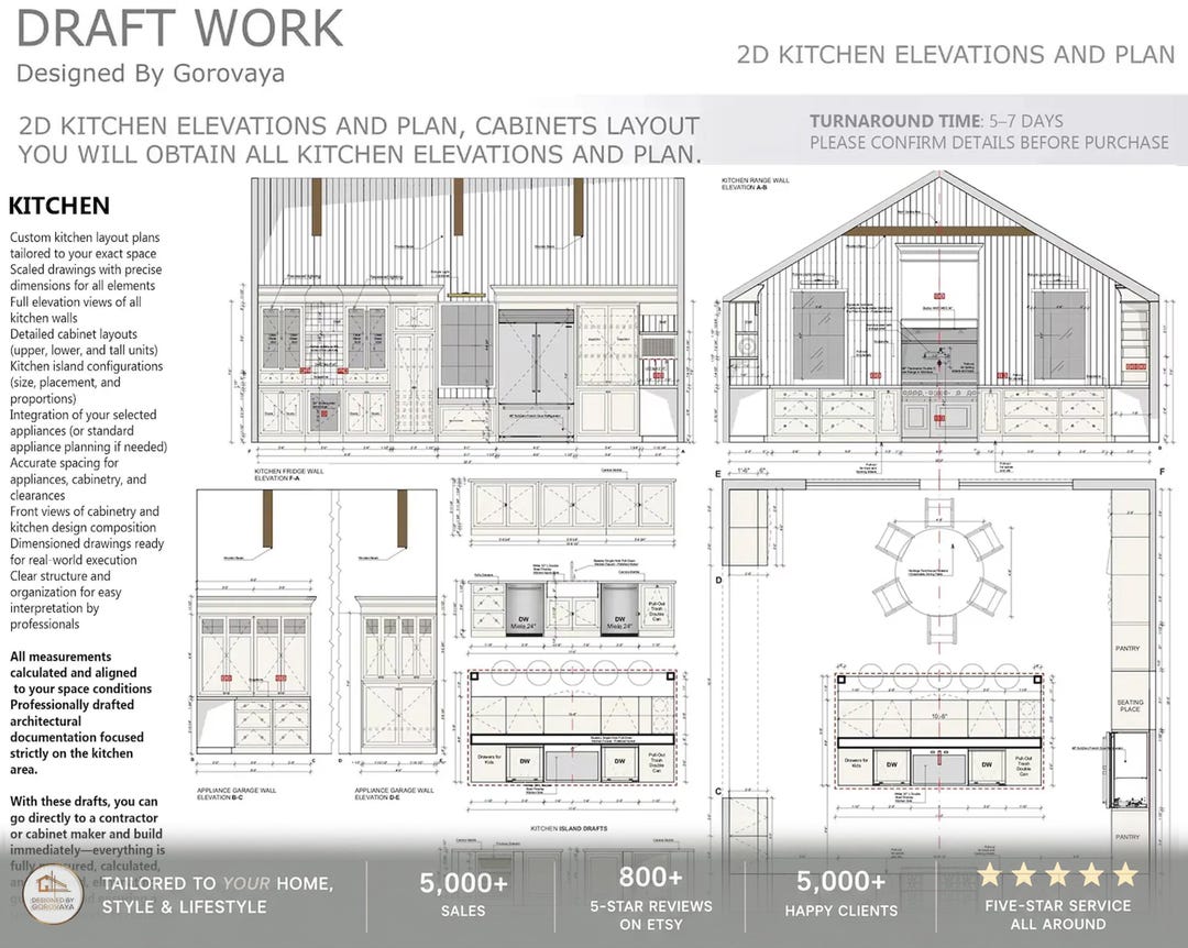 Complex Kitchen Cabinet Layout Draft, 2D Custom Kitchen Design,kitchen ...