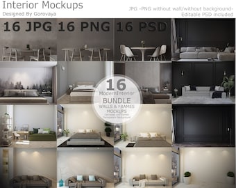 16 Interior Mockup, Interior mockup bundle, Minimalist Modern Interior, Interior Mockup Collection, Wall art mockup, Interior Mockup Set