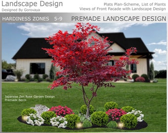 Japanese Zen Garden Landscape Design, Zone 5-9 (Digital Download)