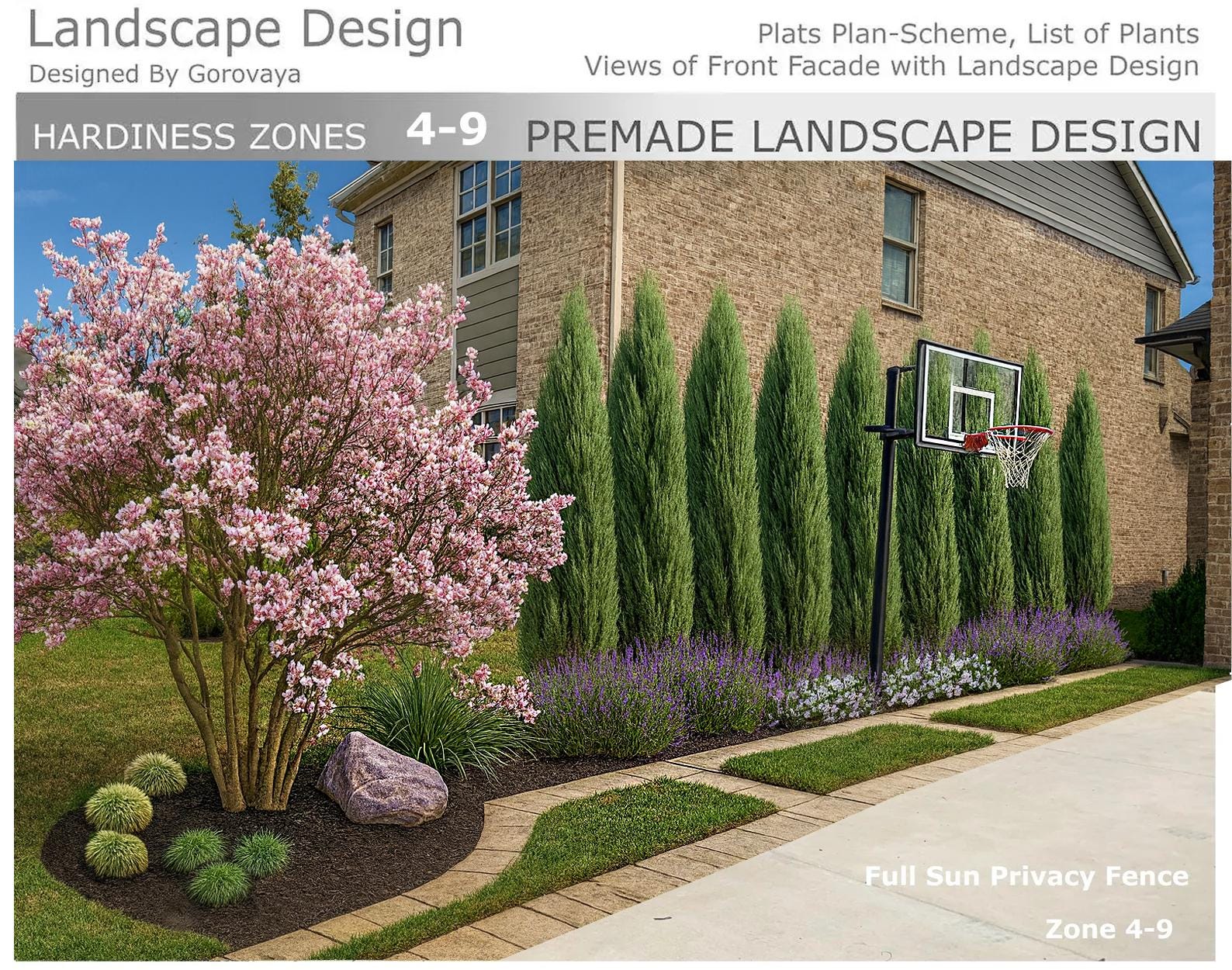 Premade Landscape Design, Zone 4-9 Landscape Design, Landscaping