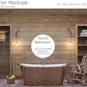 Interior Mockup, Ranch Bathroom,Rustic Interior Mockup,Frame Mockup,Canvas Mockup,Bathroom Mockup, Living Room Mockup,Country Western Mockup