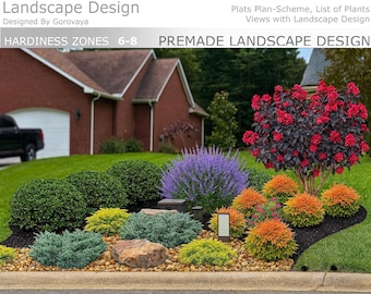 Colorful Front Yard Landscape Design | Zones 6-8 (Digital Download)