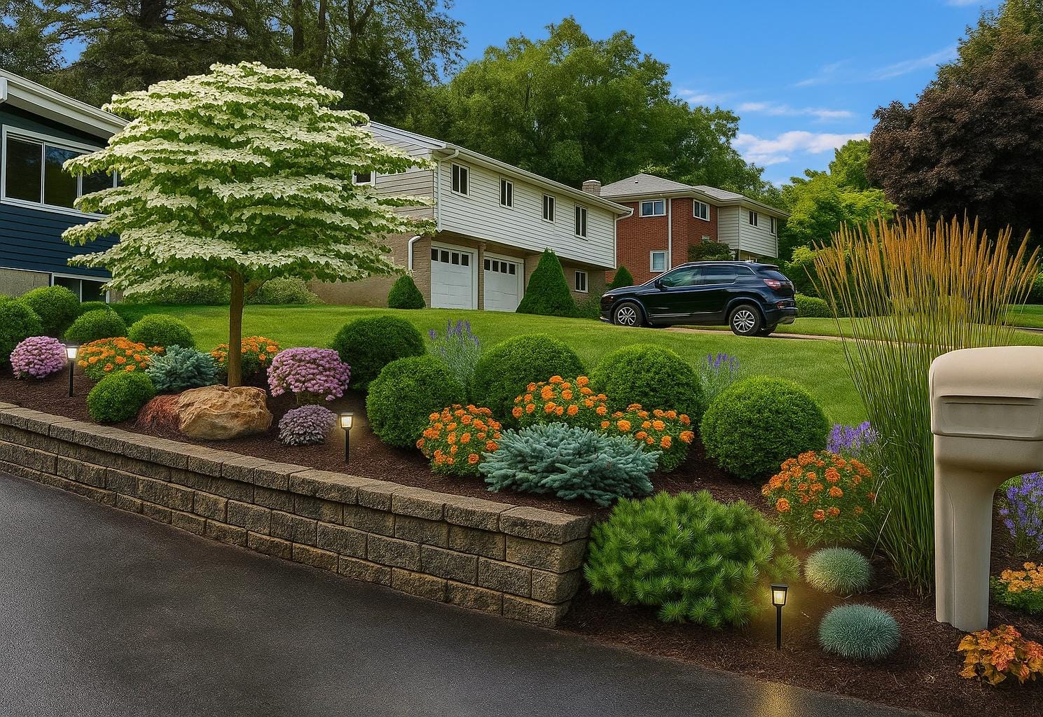 その他 TK The Landscape Enhanced Edition Evergreen Front Yard Landscape Design | Privacy Layout (digital
