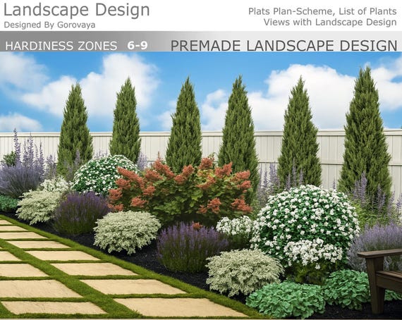 Premade Landscape Design, Landscape Fence Design, Zone 6-9