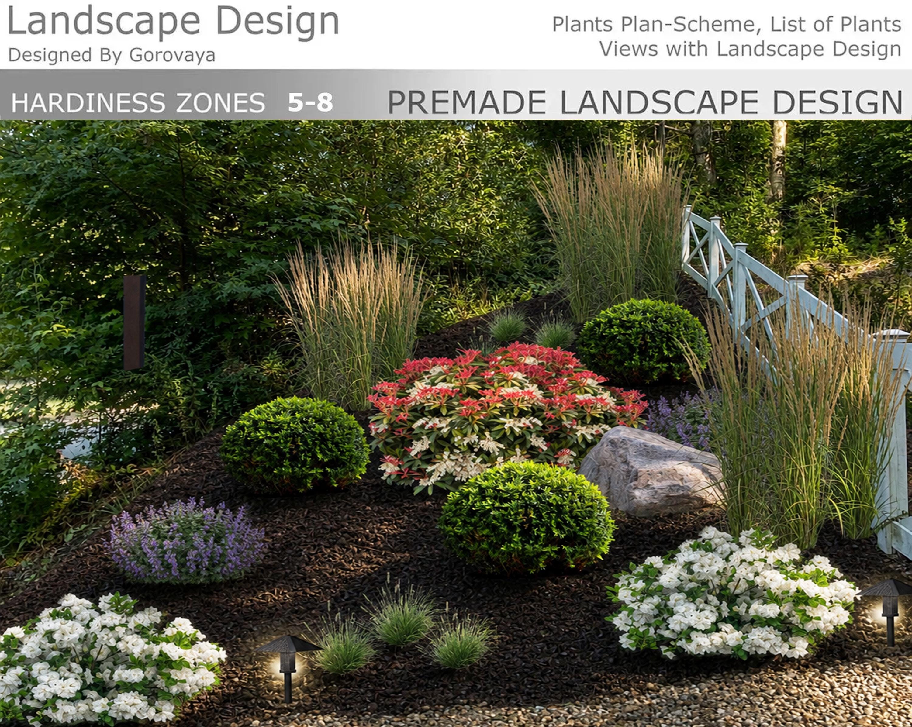 Premade Landscape Design Plan | Zones 5-8 Privacy Garden Idea