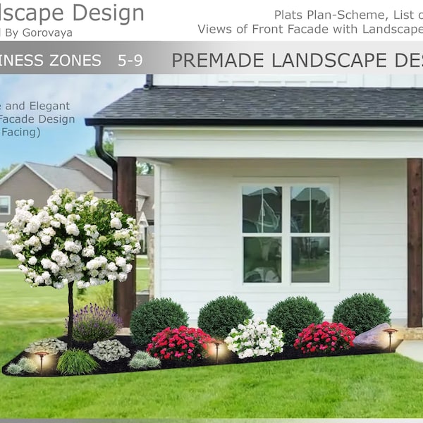 Ready-Made Landscape, Limelight Hydrangea Tree Design, Zone 5-9 Landscape Design, Landscaping Ideas, Right Facing Landscape Design