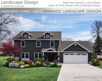 Ready to use Landscape Design Plan, Evergreen Garden Bed Idea (Digital Download)