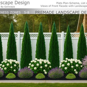 Elegant Privacy Fence Garden Design | Simple Backyard Border for Zones 5–8 | Full Sun Landscaping Plan for Instant Landscape Fence Design