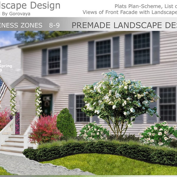 A  Zone 8-9 Landscape Premade Design, Ready made Full Sun, Texas Landscape, Landscape Predesign