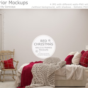 Interior mockup, Christmas Bedroom mockup, Christmas room mockup, Frame mockup, Blank Wall Mockup, Minimalist Mockup, Editable Mockup
