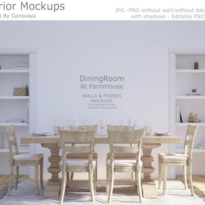 Interior Mockup, Dining Room, Wall Mockup, Farmhouse Cozy Room Mockup