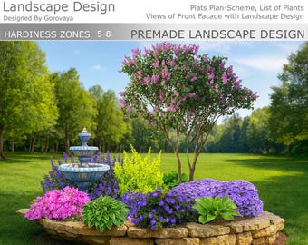 Premade Fence Landscape , Lilac Tree Berm Idea, Zone 5-8 Landscape