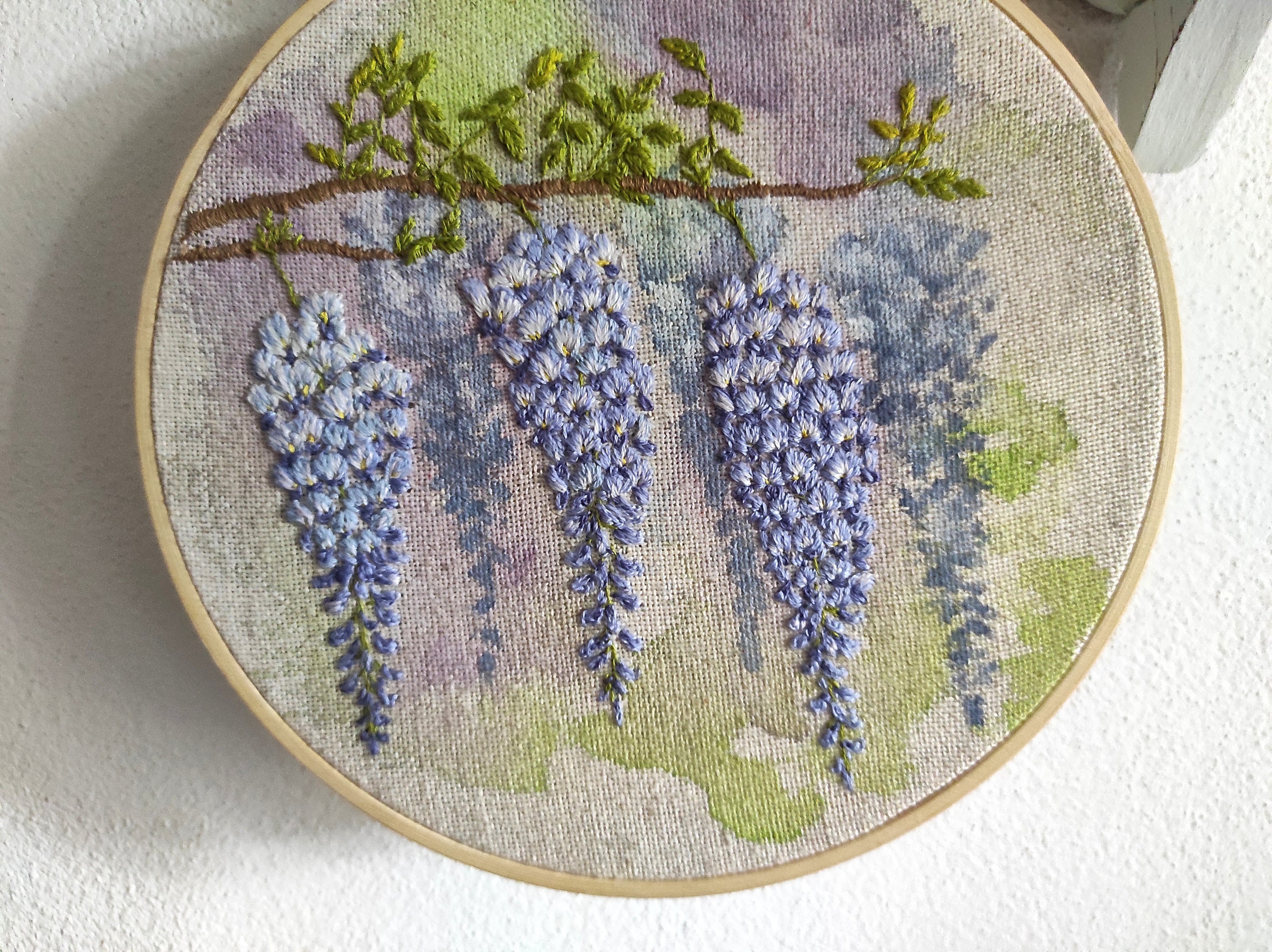 Wisteria Vine Hand Embroidery, Wisteria Tree, Purple Rain, Wisteria