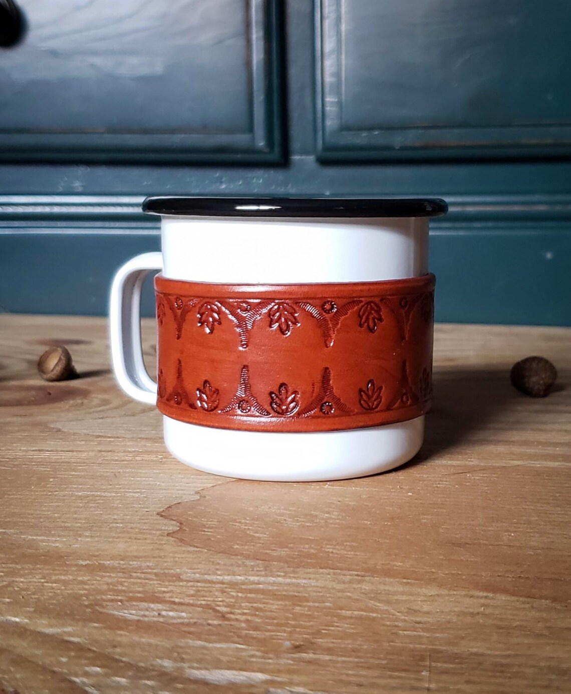 Leather Wrapped Enamel Mugtin Mugcamp Mugcampfire Etsy Australia