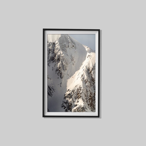 Big Couloir Ski Trail, Lone Peak, Big Sky Resort, Montana, Extreme Skiing, Landscape Print, Canvas, Metal Wall Art