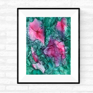FIRST BLOSSOMS, ORIGINAL Alcohol Ink Abstract, Alcohol Ink Art, Impressionist Floral Art, Gift for Mother&#39;s Day