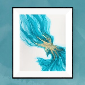 TANGLED IN TURQUOISE Original Alcohol Ink Abstract, Alcohol Ink Art, Fluid Art, Modern Art