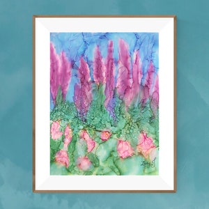 GARDEN INSPIRATION, Original Alchohol Ink Abstract, Impressionist Floral Art, Gift for Mother's Day