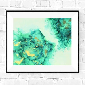 CHOOSE to GO GREEN Original Alcohol Ink Abstract, Alcohol Ink Art, Gold Metallic Art, Green Art, Fluid Art
