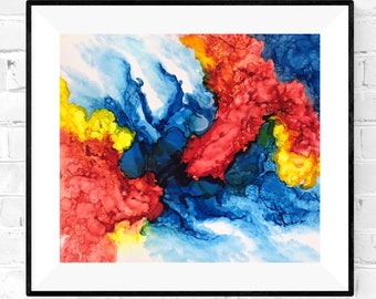 PRIMARY PLAYGOUND, Original Alcohol Ink Abstract, Alcohol Ink Art, Fluid Art, Modern Art