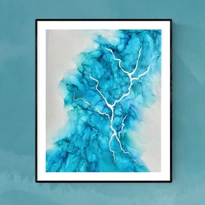 TEAL TELEPATHY, Original Alcohol Ink Abstract, Alcohol Ink Art, Fluid Art, Modern Art