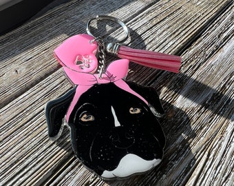Pitbull Mom Keychain Lover Not a Fighter Paw Print Key Ring Gift for Pit Bull Mama Rescue Adopt 