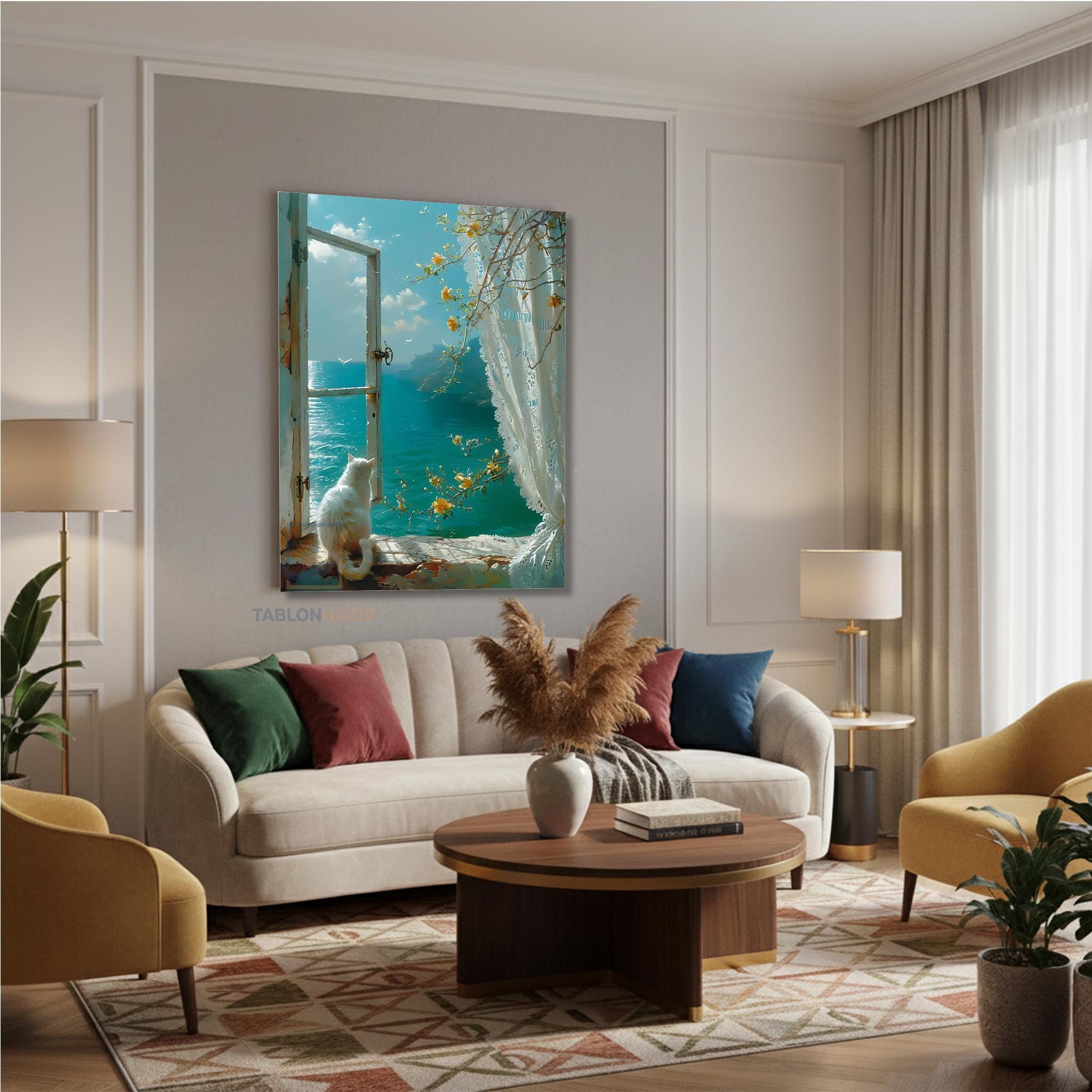 Modern Cat Window View Canvas Art Print, Nature Inspired Wall Decor - Etsy