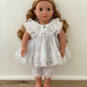 Vintage Doll Sundress | American Girl size | Lace | Dress & Bloomers |  fits 18 inch doll