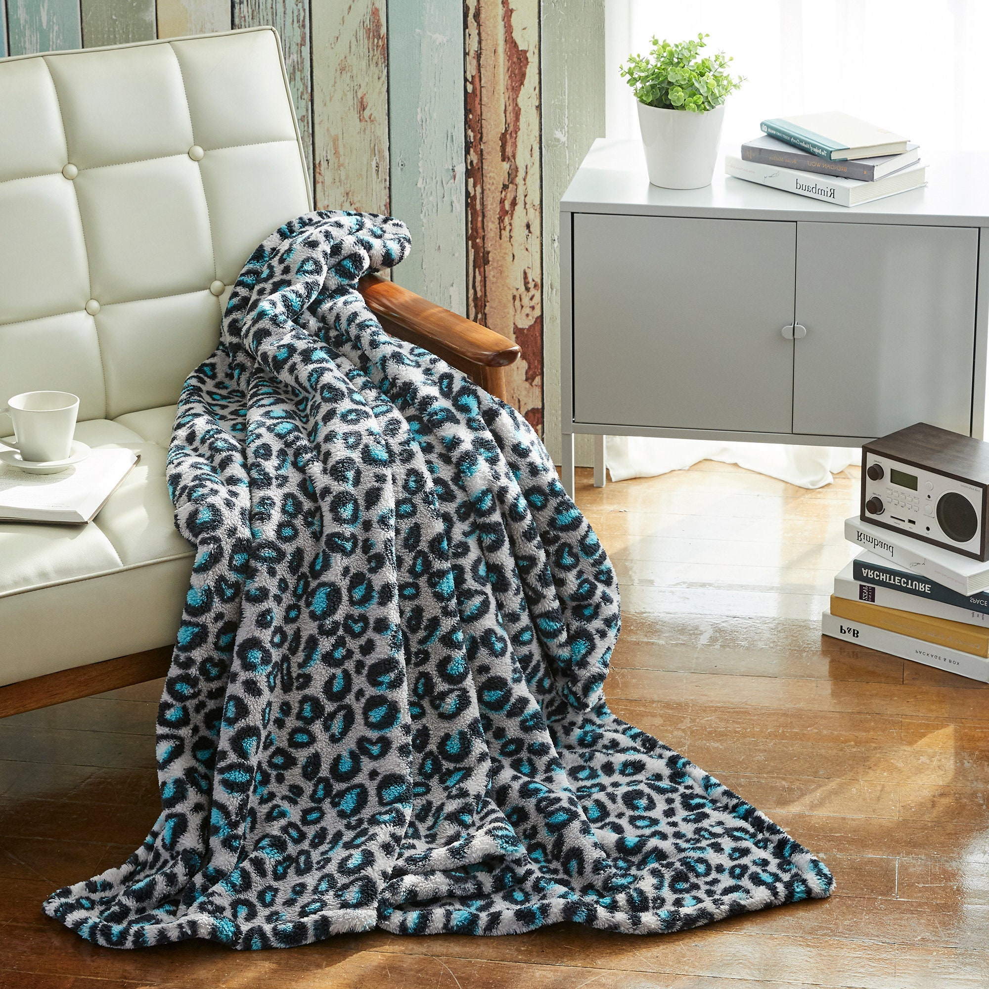 Premium Leopard Throw Blanket 50 x 60 in Grey & Etsy