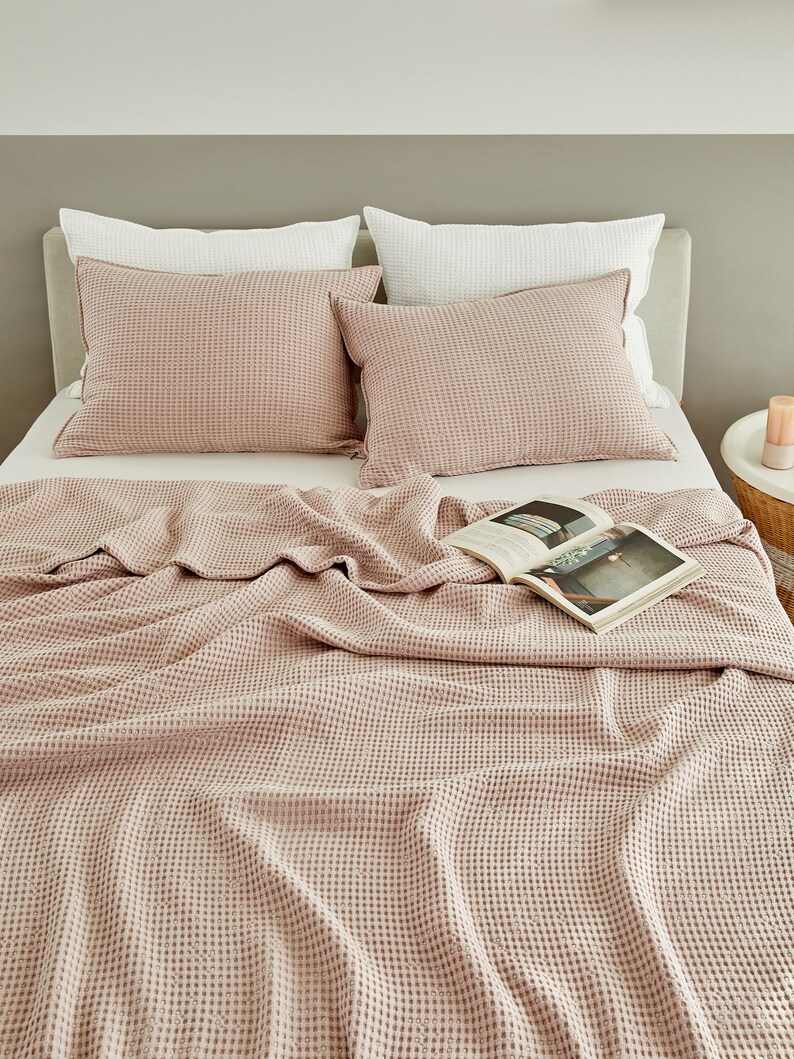 Modal Waffle Blanket in Light Pink 100 Natural Material Etsy