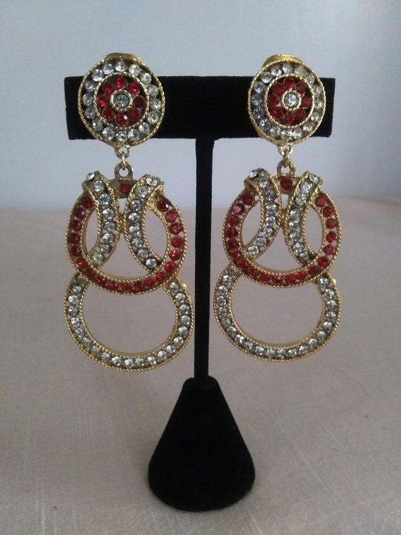 Vintage Austrian Crystal Dangle Earrings - image 1