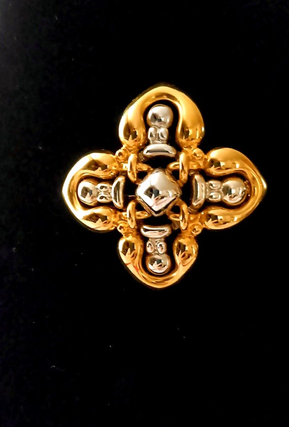 Pilar Crespi Gold Tone and Silver Tone Brooch