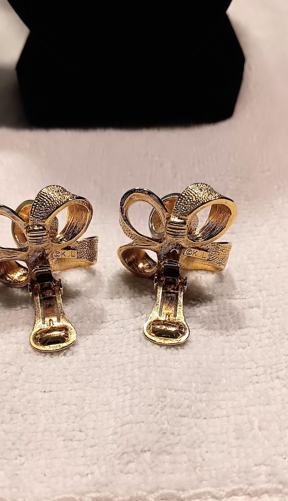 Kenneth J Lane  Gold Tone Bow Earrings. - image 4