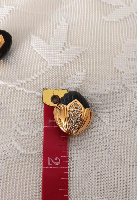 Joan Rivers Black Lucite Acorn Goldtone Earrings - image 7